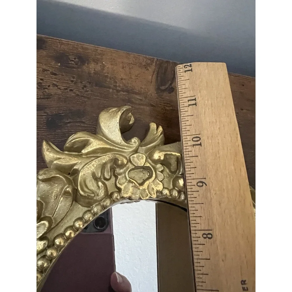 Vintage Hollywood Regency Gold Gilt Ornate Oval Wall Mirror Rococo 11x9 Decor